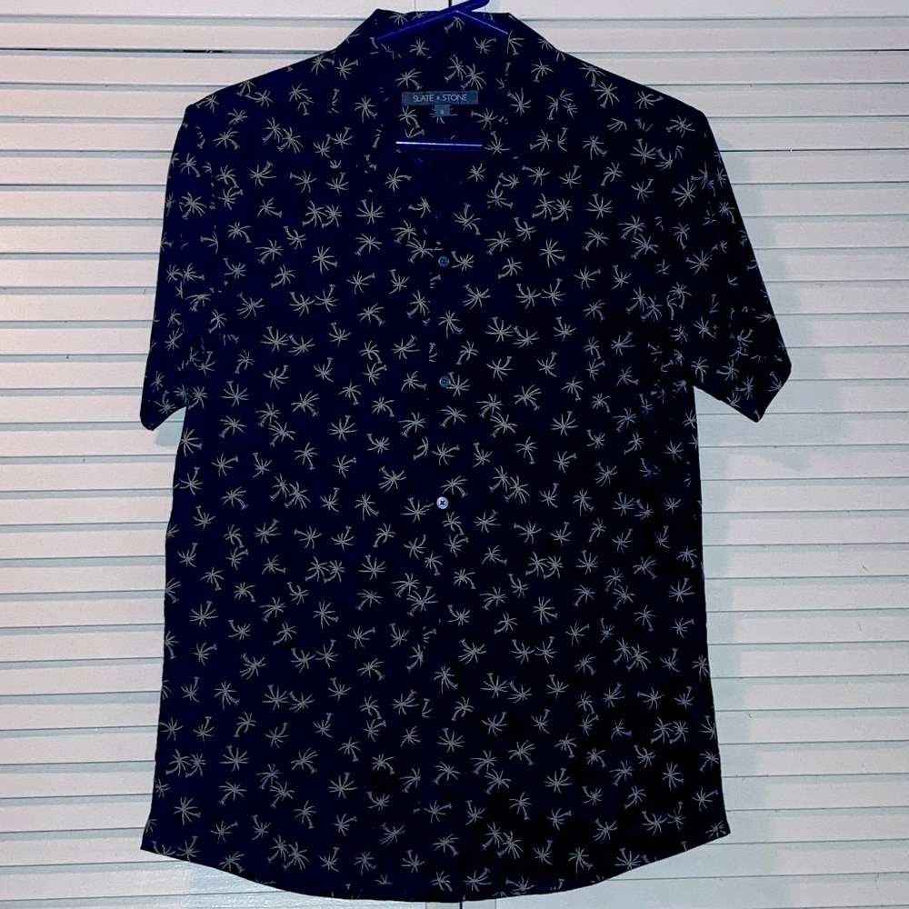 Slate & Stone Black Palm Tree Dress shirt